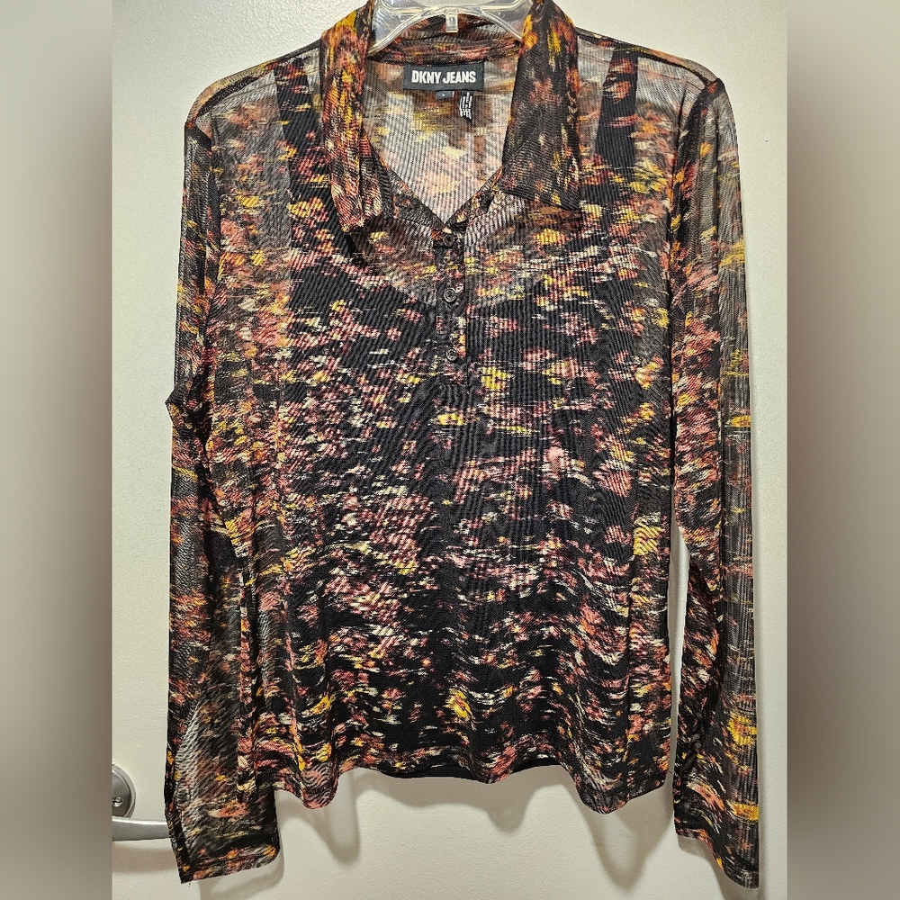 DKNY 2-Piece Sheer Top Size L